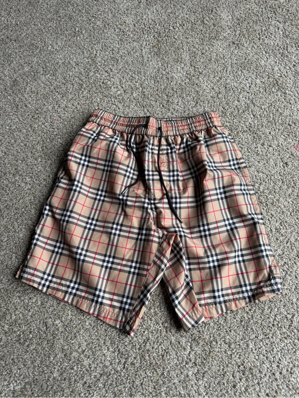 Burberry Men’s Beige Plaid Swim Trunks